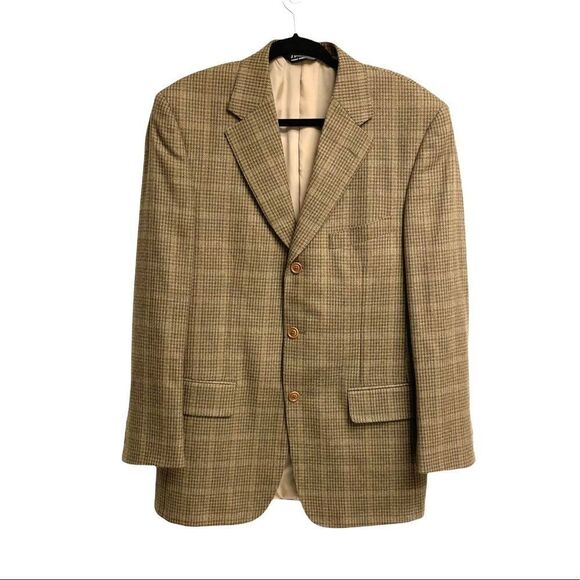 SAMUELSHON Wool Button Front Blazer Brown Tan 39R - Picture 1 of 11